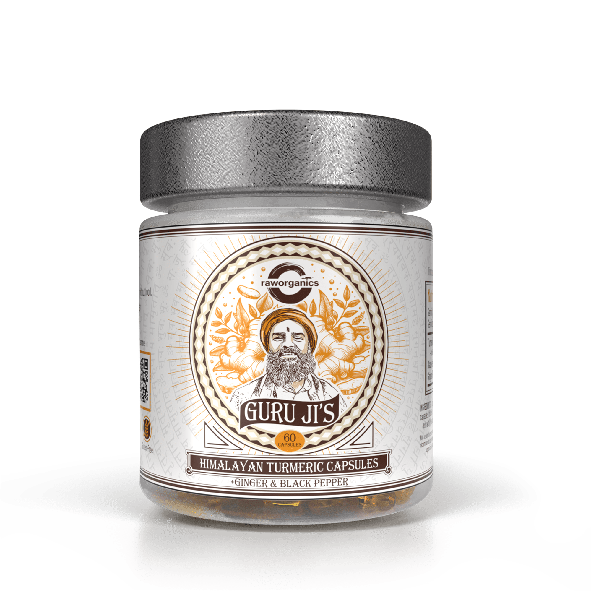 Guru Ji's Turmeric supplement bottle mockup