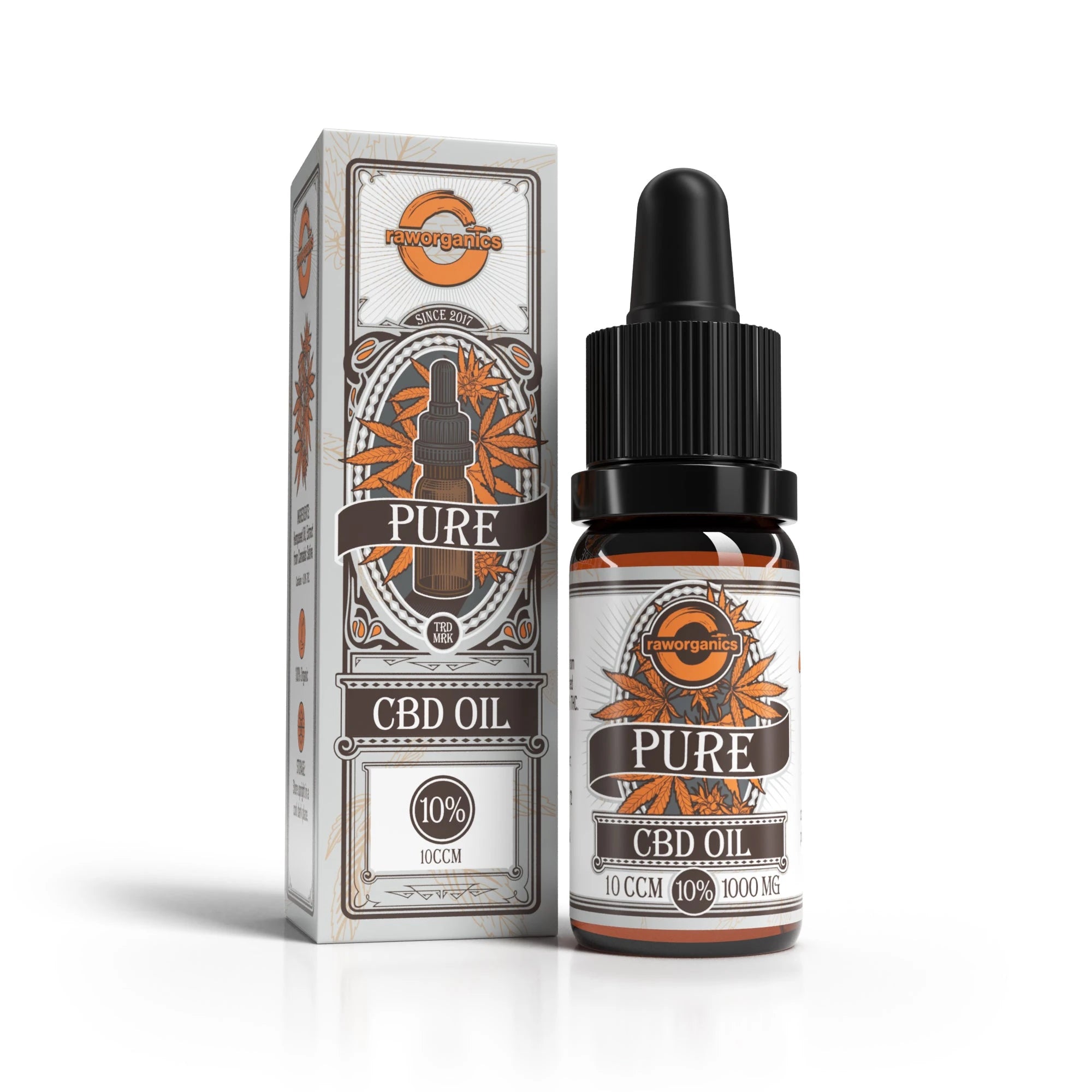 10er-Pack CBD Öl 10 % (1000 mg): Pure-Pipettenflaschen à 10 ml in Pyramidenanordnung